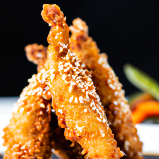 Bouchées croustillantes de poulet au miel et sésame