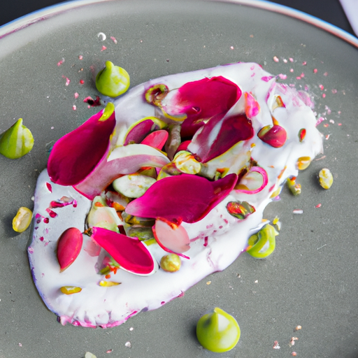 Carpaccio de betteraves au chèvre frais et pistaches
