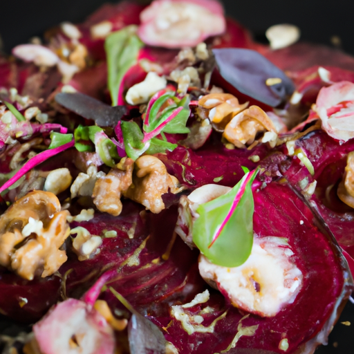 Carpaccio de betteraves colorées aux noisettes torréfiées
