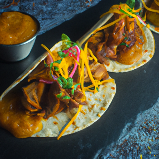 Tacos fusion de porc caramélisé et mangue épicée