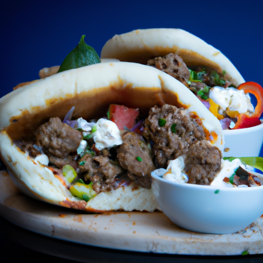 Pita grecque aux boulettes d'agneau et tzatziki maison