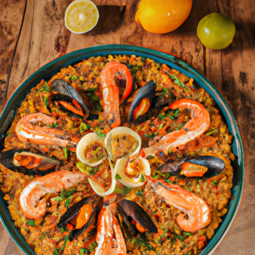 Paella de fruits de mer aux agrumes