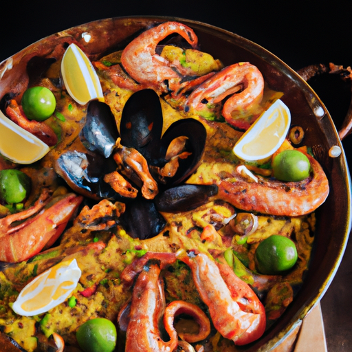 Paëlla de fruits de mer aux épices exotiques