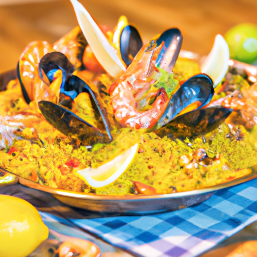 Paella de fruits de mer aux agrumes