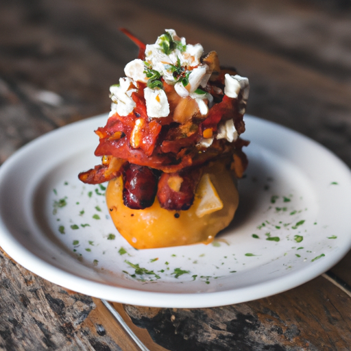 Croustillant de patate douce au chorizo et à la feta