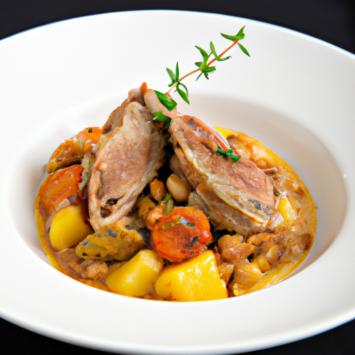 Cassolette de lapin aux pruneaux et aux noisettes