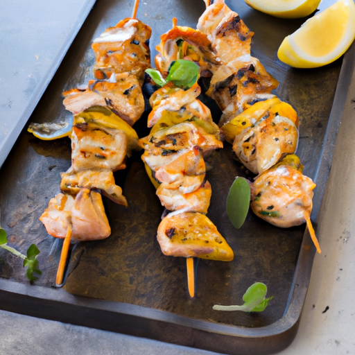 Brochettes de poulet grec aux saveurs de citron et d'origan