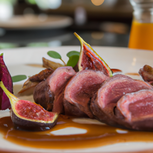 Magret de canard aux figues rôties et sauce au miel