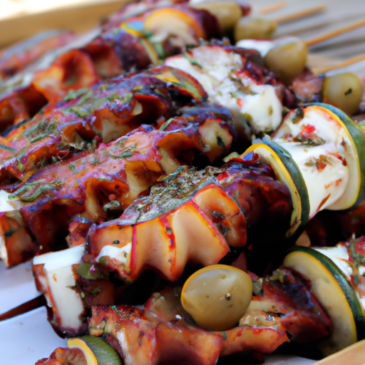 Brochettes de poulpe grillé à la grecque