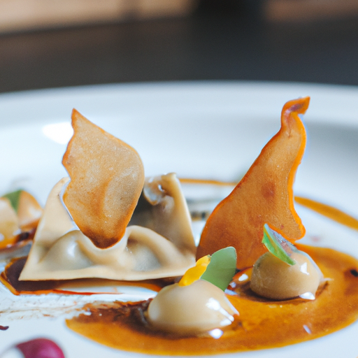 Raviolis croustillants au confit de canard et sauce aux airelles