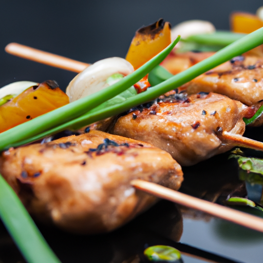 Brochettes de poulet grillé au miel et sésame