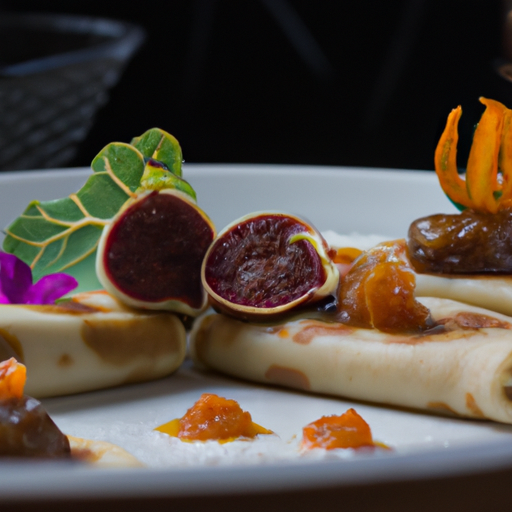 Bouchées de crêpes au confit de canard et à la figue