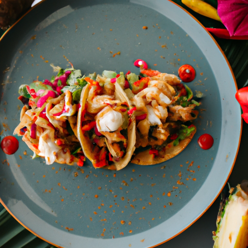 Tacos croustillants au poulet épicé et salsa de fruits tropicaux