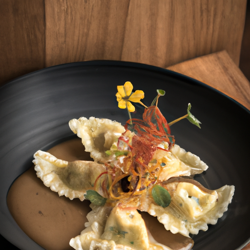 Ravioles croustillantes au confit de canard et sauce aux airelles