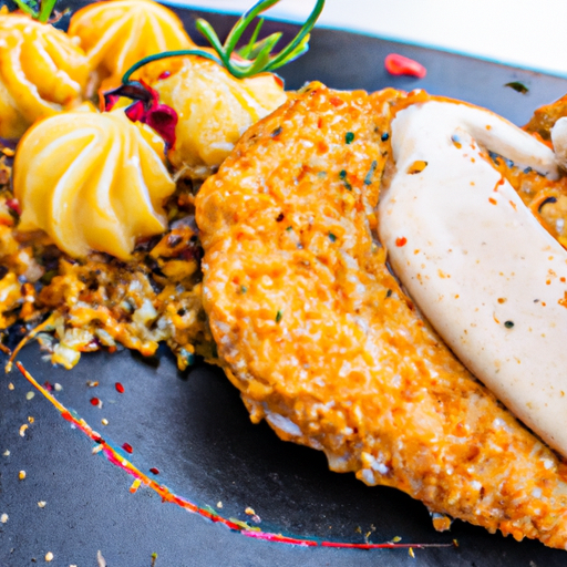 Poulet croustillant au sésame et purée de patates douces