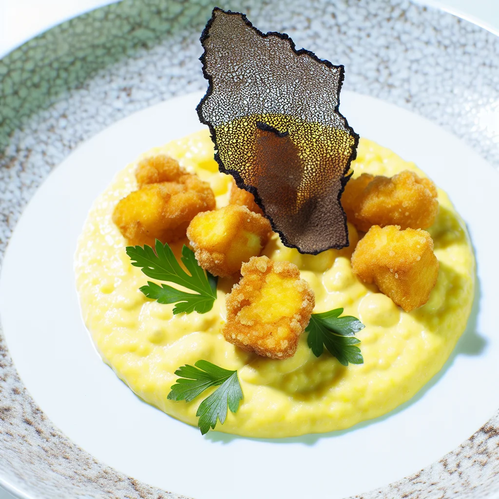 Rêve de Polenta Truffé avec Poulet Croustillant
