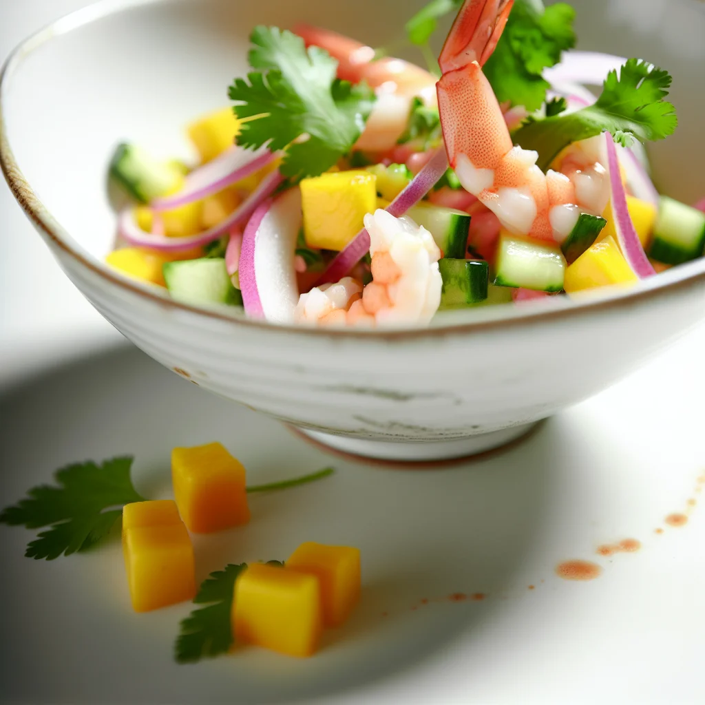 Salade fraîcheur aux crevettes et mangue