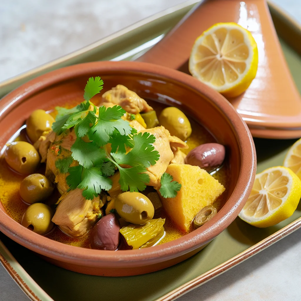 Tagine de poulet marocain aux olives et citron confit