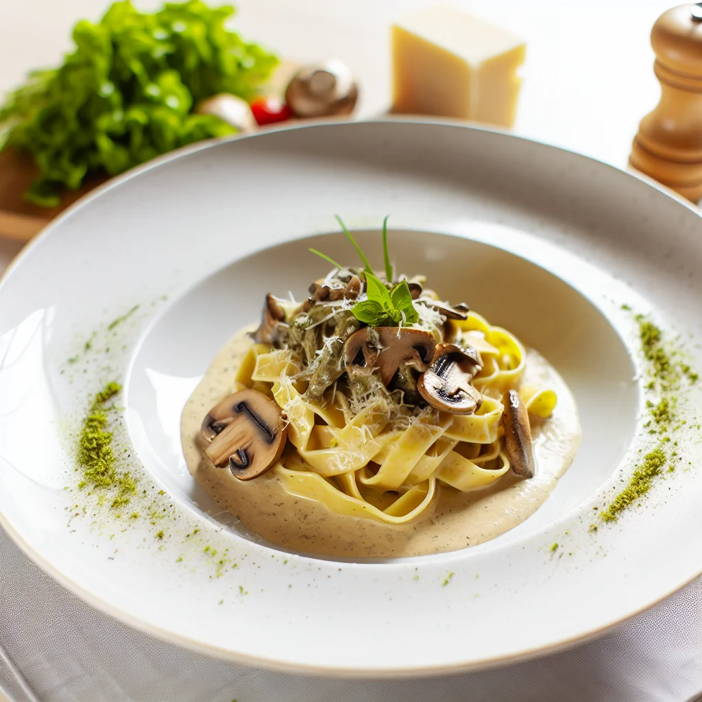Tagliatelle à la crème de truffe et champignons
