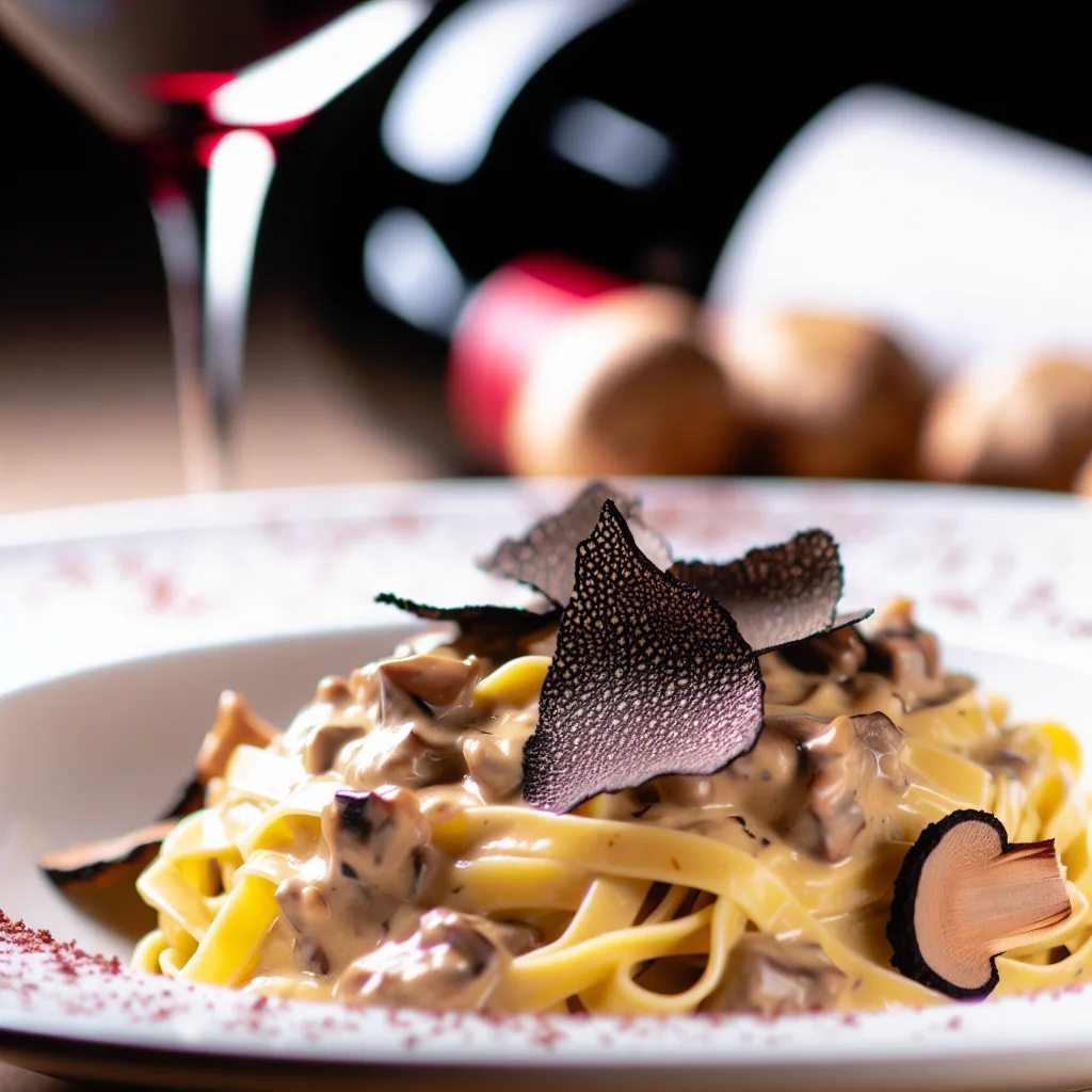 Tagliatelle à la truffe noire et champignons sauvages