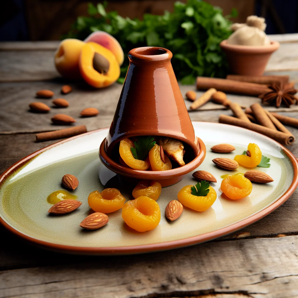 Tajine de poulet aux abricots et aux amandes