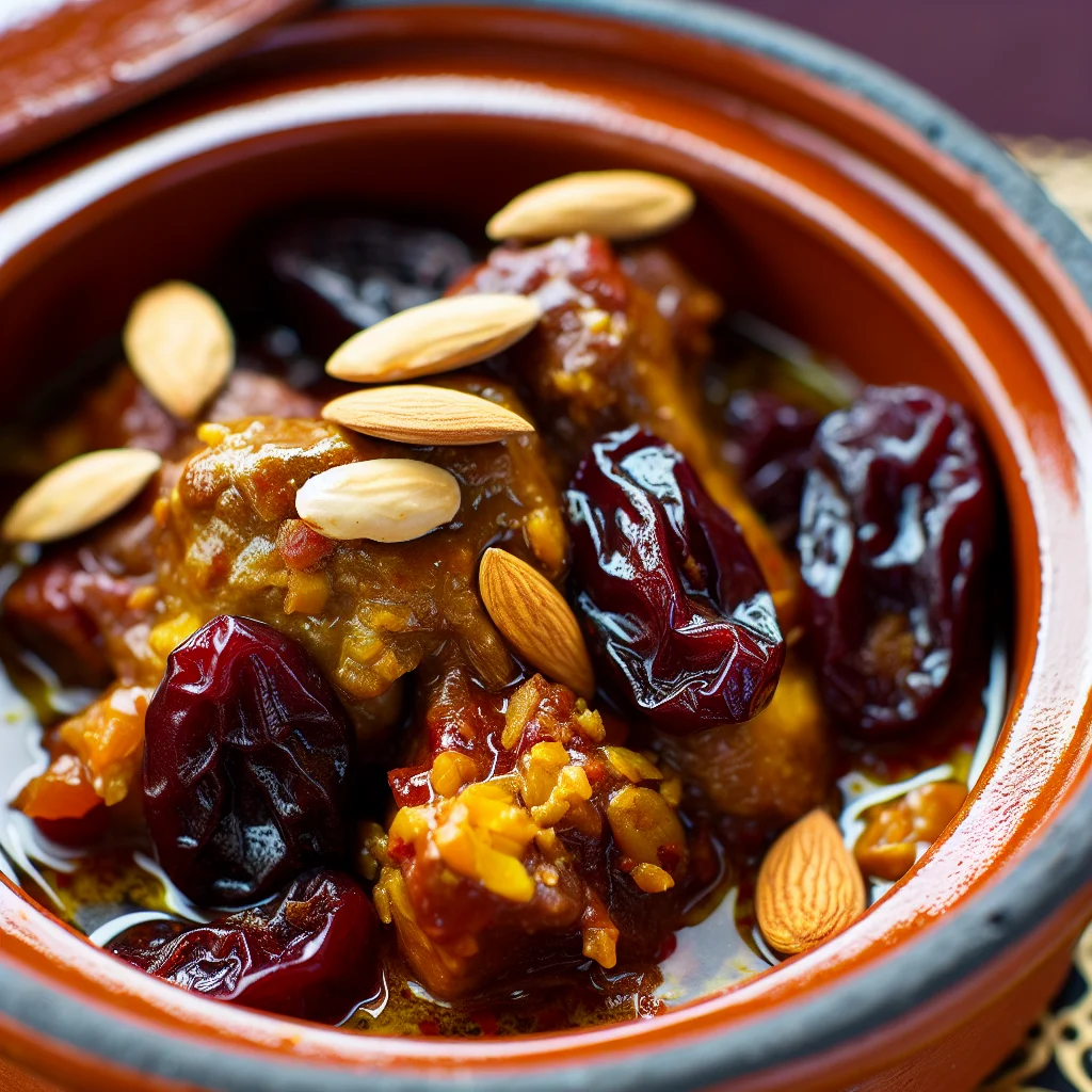Tajine marocain aux pruneaux et amandes