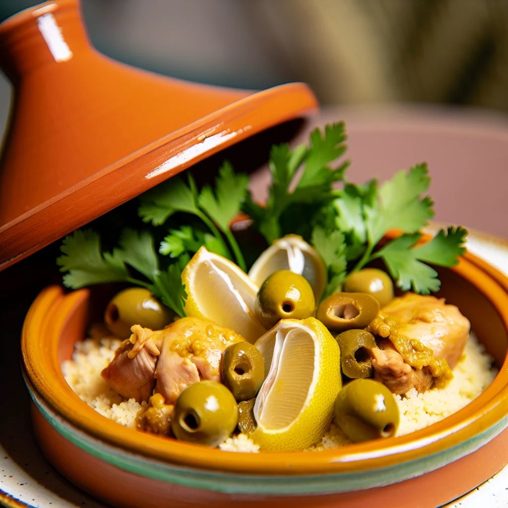 Tajine Marocain de Poulet aux Citrons Confits et Olives