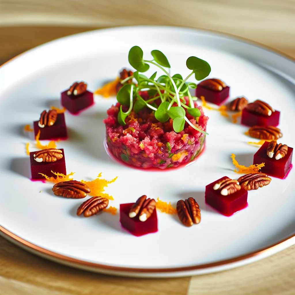 Tartare de betterave aux agrumes et noix de pécan