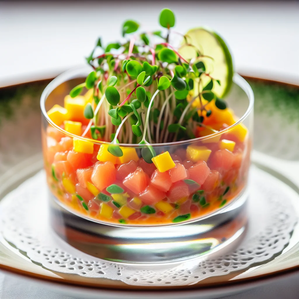 Tartare de saumon à la mangue et au citron vert