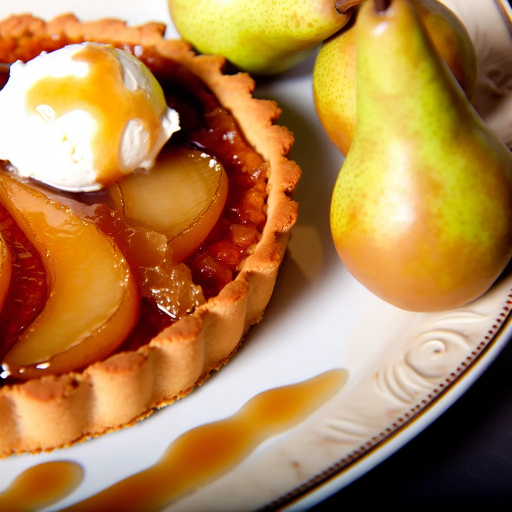 Tarte aux poires caramélisées et crème légère à la vanille
